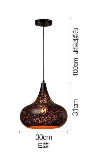 Vintage Pendant Lamp Iron Loft Nordic Porous Retro E27 Etching Lampshade