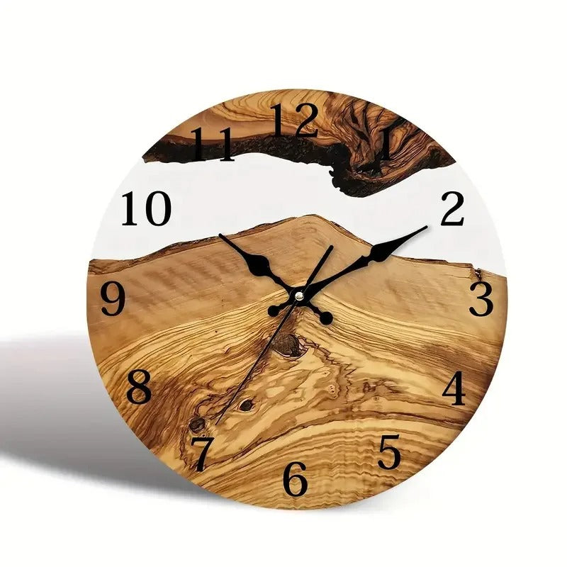 Olive Wood Clock Tempered Glass Transparent Clock