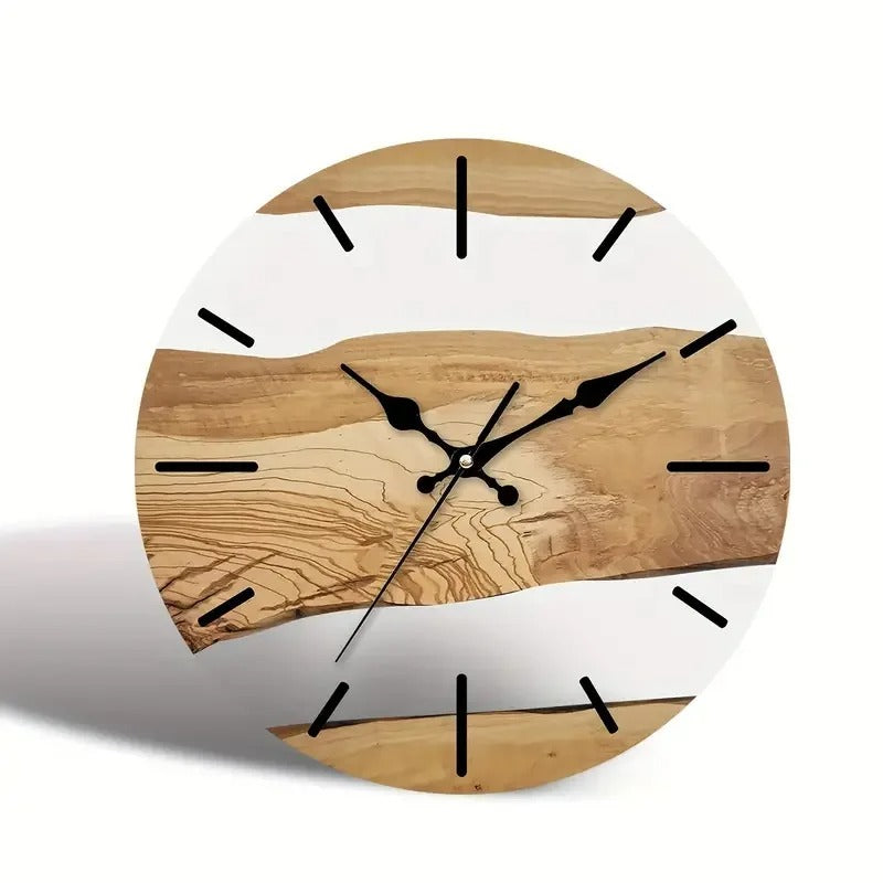 Olive Wood Clock Tempered Glass Transparent Clock