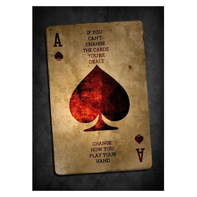 Vintage Poker Ace of Spades Cards Letter Quotes Canvas Painting Poster