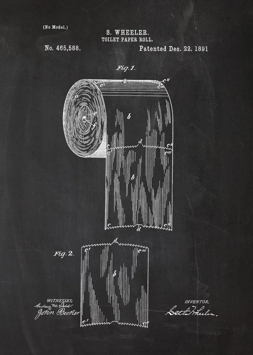 Toilet Paper Patent Vintage Poster Bathroom Wall Art Print Roll of Toilet Paper Blueprint