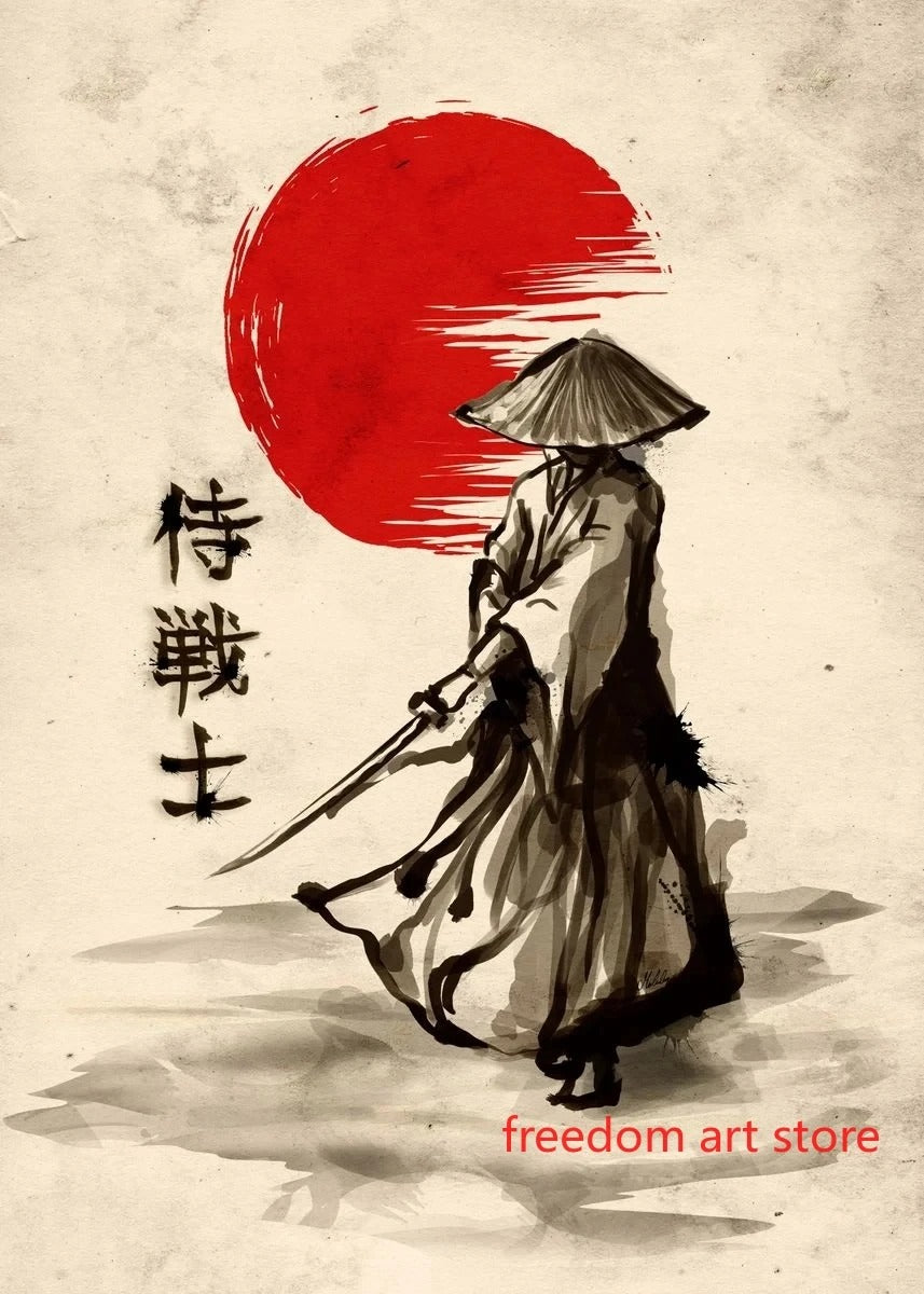 Japanese Geisha Samurai Print Picture