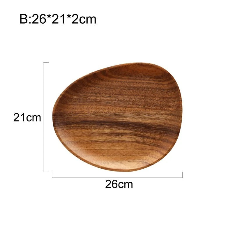 Solid Wood Dinner Plates Irregular Oval Serving Tray