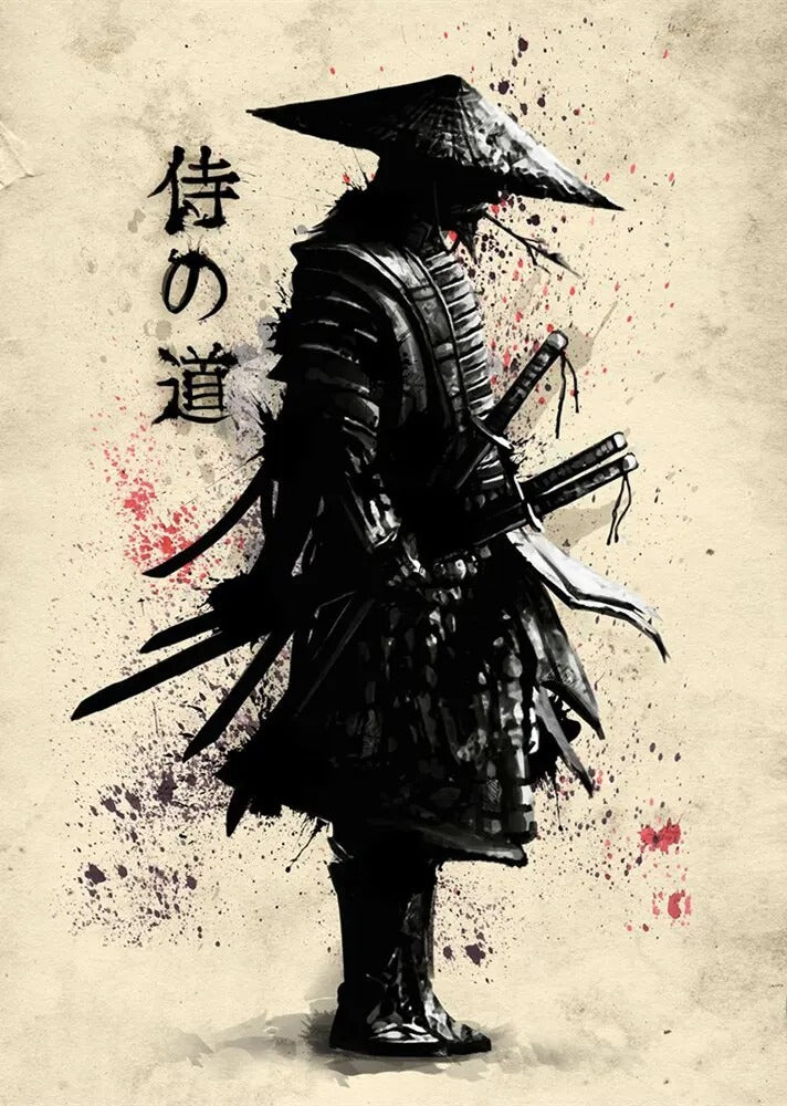 80s Retro Samurai Zen Bushido Painting Poster