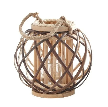 Wicker Lantern Electronic Candle Holder