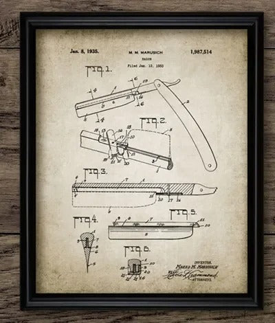 Barber Patent Blueprints Vintage Posters Canvas Prints