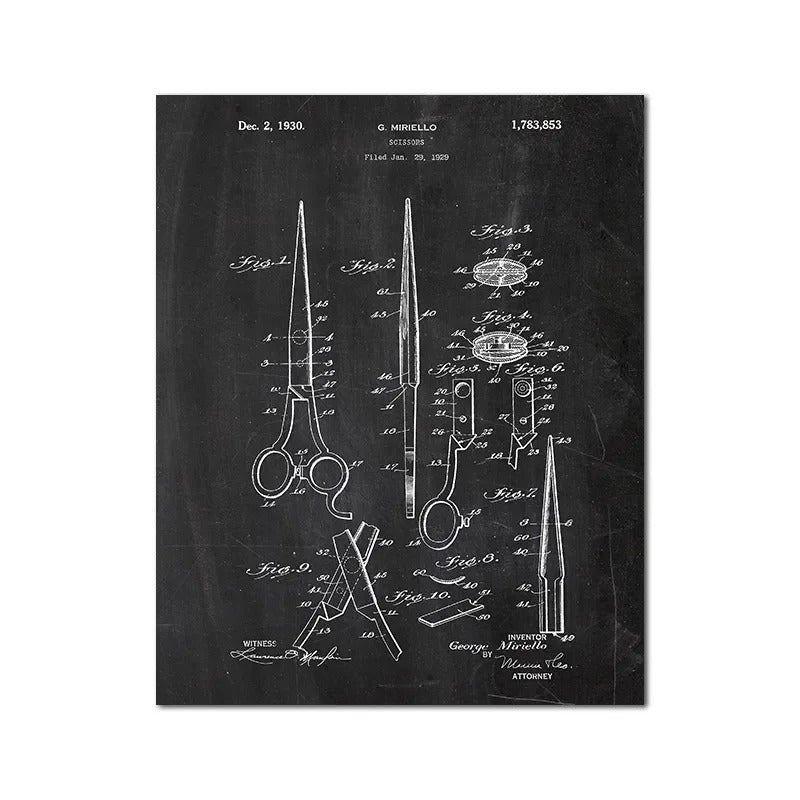 Barber Patent Blueprints Vintage Posters Canvas Prints