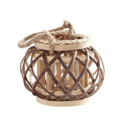 Wicker Lantern Electronic Candle Holder