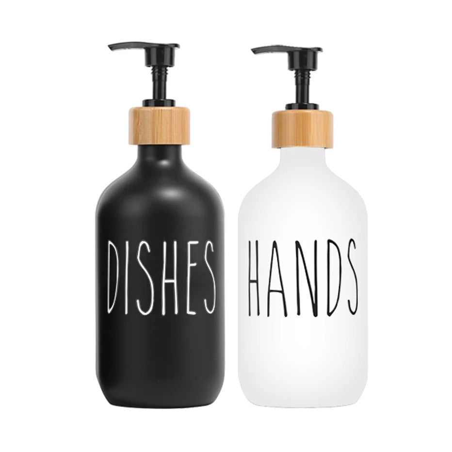 Black Dish Soap Dispenser Set