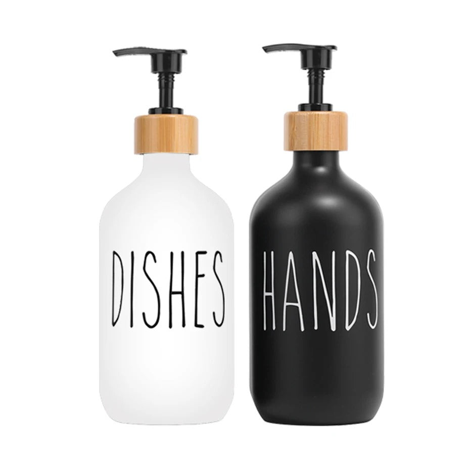 Black Dish Soap Dispenser Set