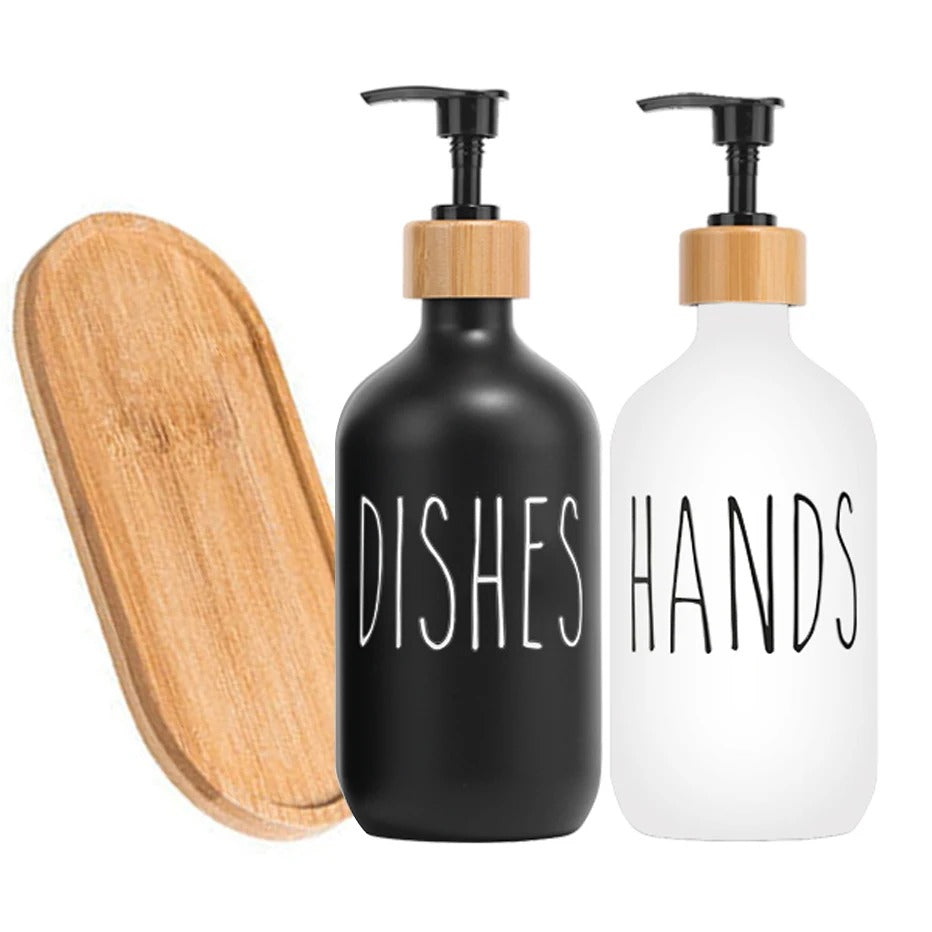 Black Dish Soap Dispenser Set