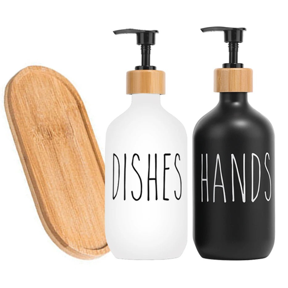 Black Dish Soap Dispenser Set