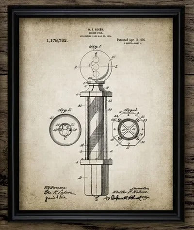 Barber Patent Blueprints Vintage Posters Canvas Prints