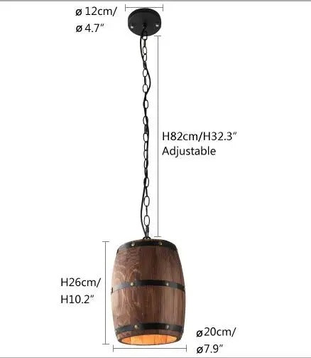 Loft Natural Wooden Wine Barrel Pendant Lights