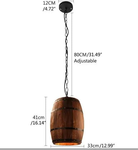 Loft Natural Wooden Wine Barrel Pendant Lights